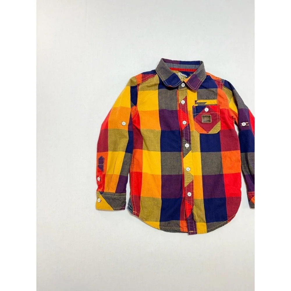Epic Threads Boys Multi Color Buffalo Plaid Button Down Shirt Size 5 25117RT